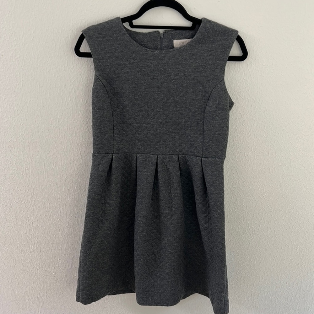 Loft Quilted Grey Dress Small Petite